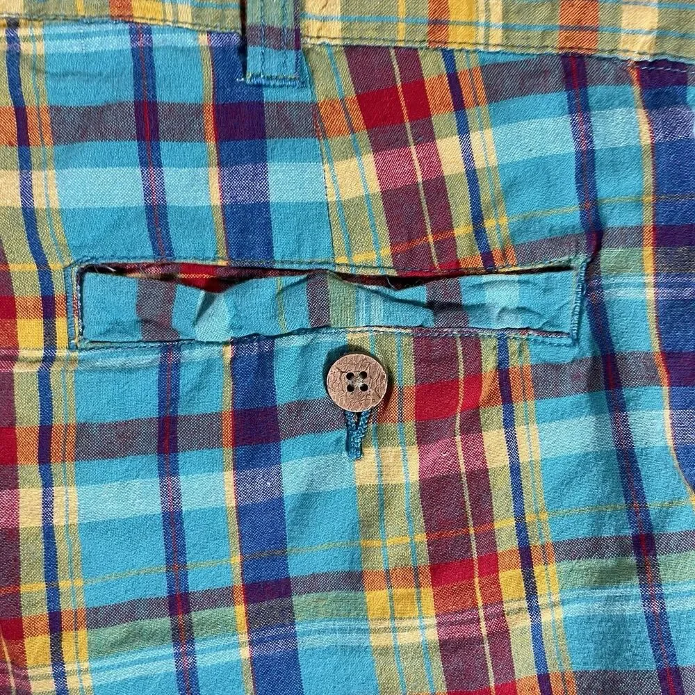 Washed Stoned Beaten Vintage 1946 Plaid Bermuda Shorts Mens Size 38
